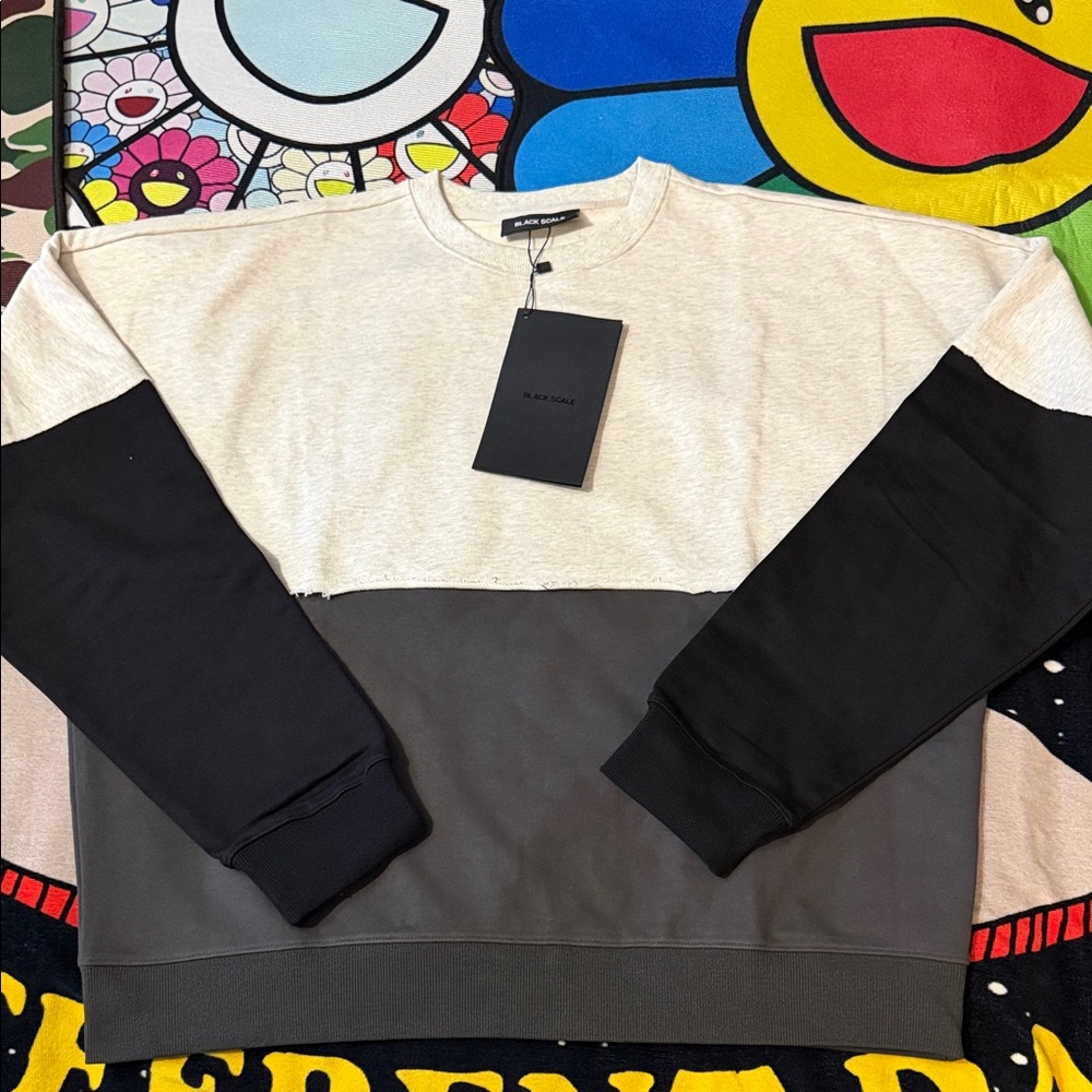 Black Scale Paneled Crewneck Sweatshirt